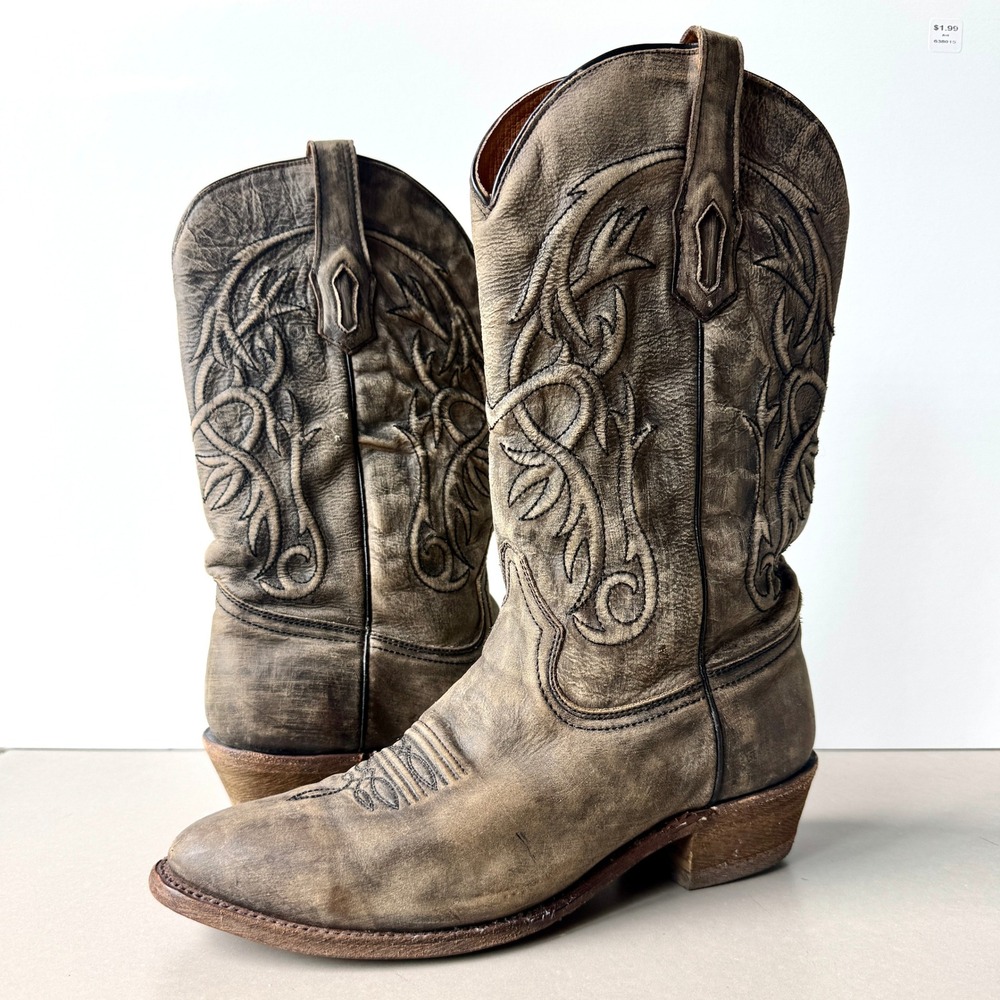 Corral Mens Distressed Leather Western Cowboy Boots 10.5 D Gray A3267 Rustic